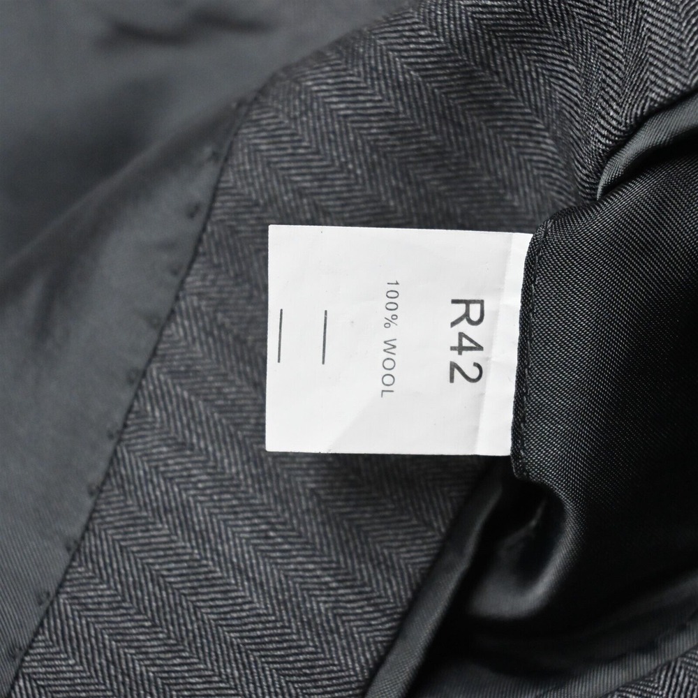 Jos A Bank 42R Gray Herringbone 100% Wool Mens Blazer Suit Jacket Sport Coat - Picture 5 of 12